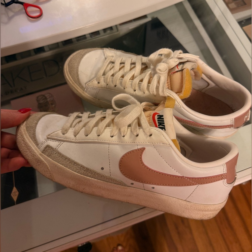 Nike White and Pink Women’s low top blazer’s